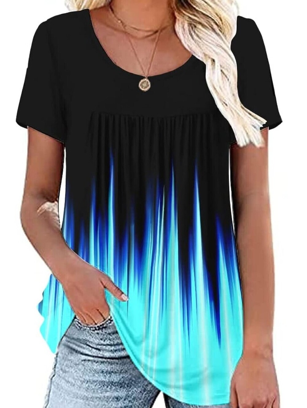 Women's Plus Size Tops Blouse Short Sleeve Shirts Lace Pleated Tunic Sz. XXL NEW